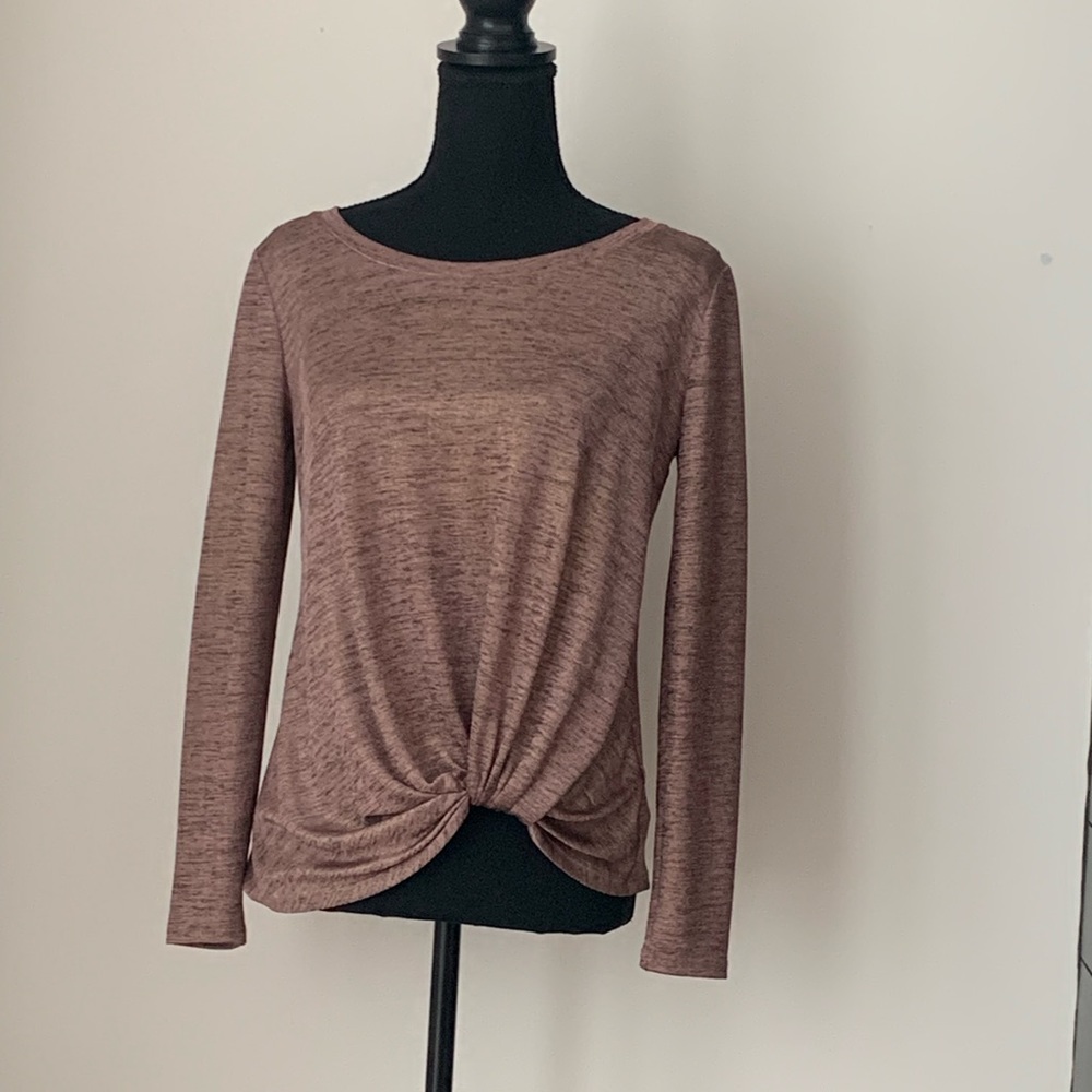 Peyton Jensen Shiny Knotted Long Sleeve Top